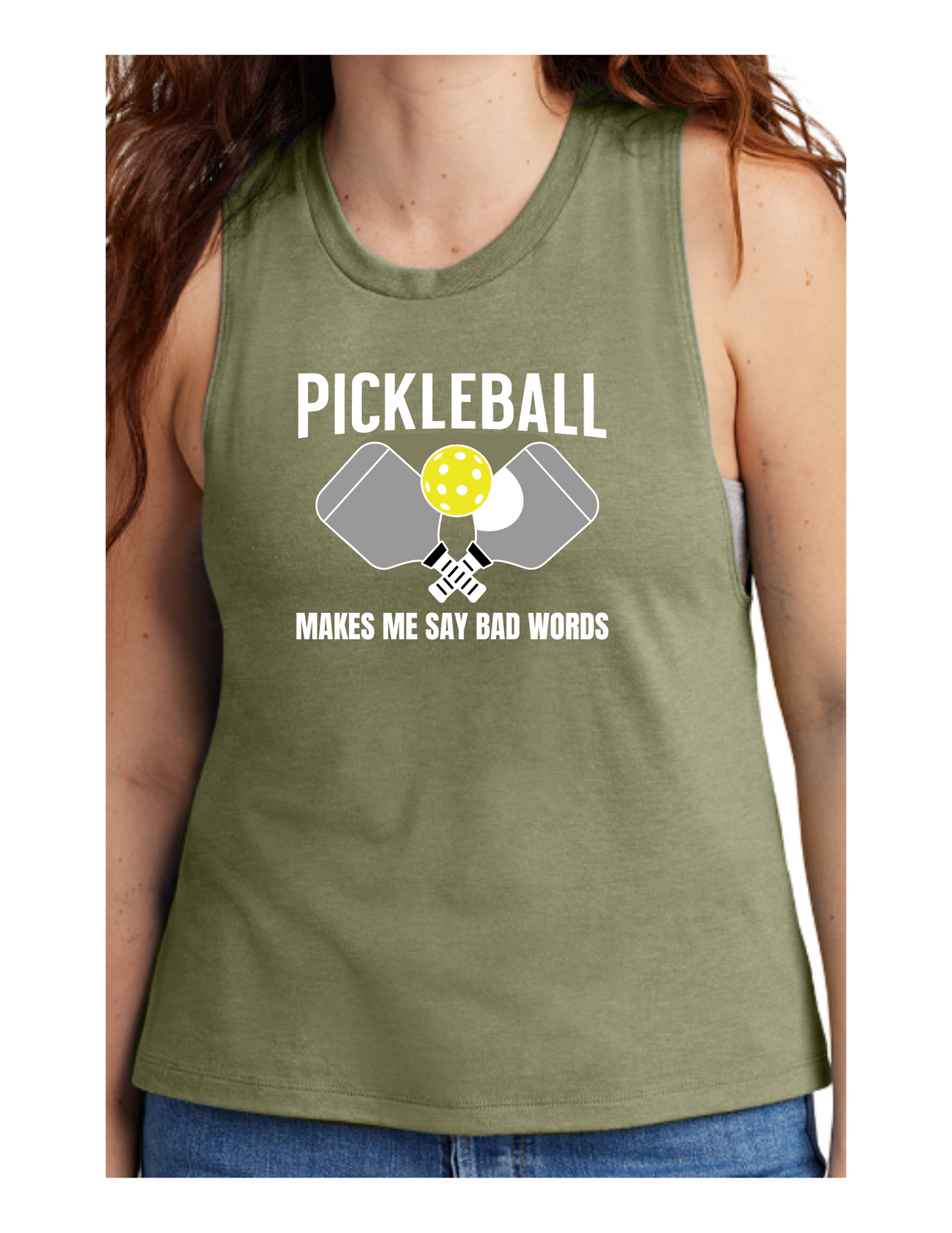 "Pickleball Makes Me Say Bad Words" Muscle Tank